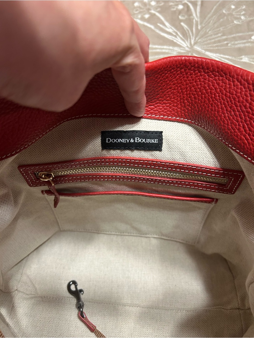 Dooney & Bourke Red Pebbled Leather Shoulder Bag with Gold Hardware - Picture 9 of 12